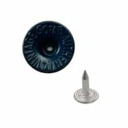 a jeans button in dark blue with a back nail