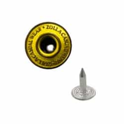 a brass jeans button with a post