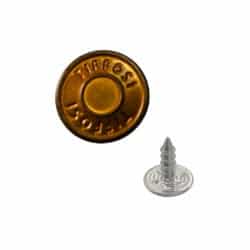 a jeans button with oxidized copper color with a nail