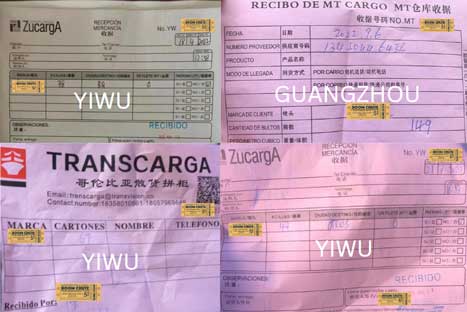 recibo de almacén de carga